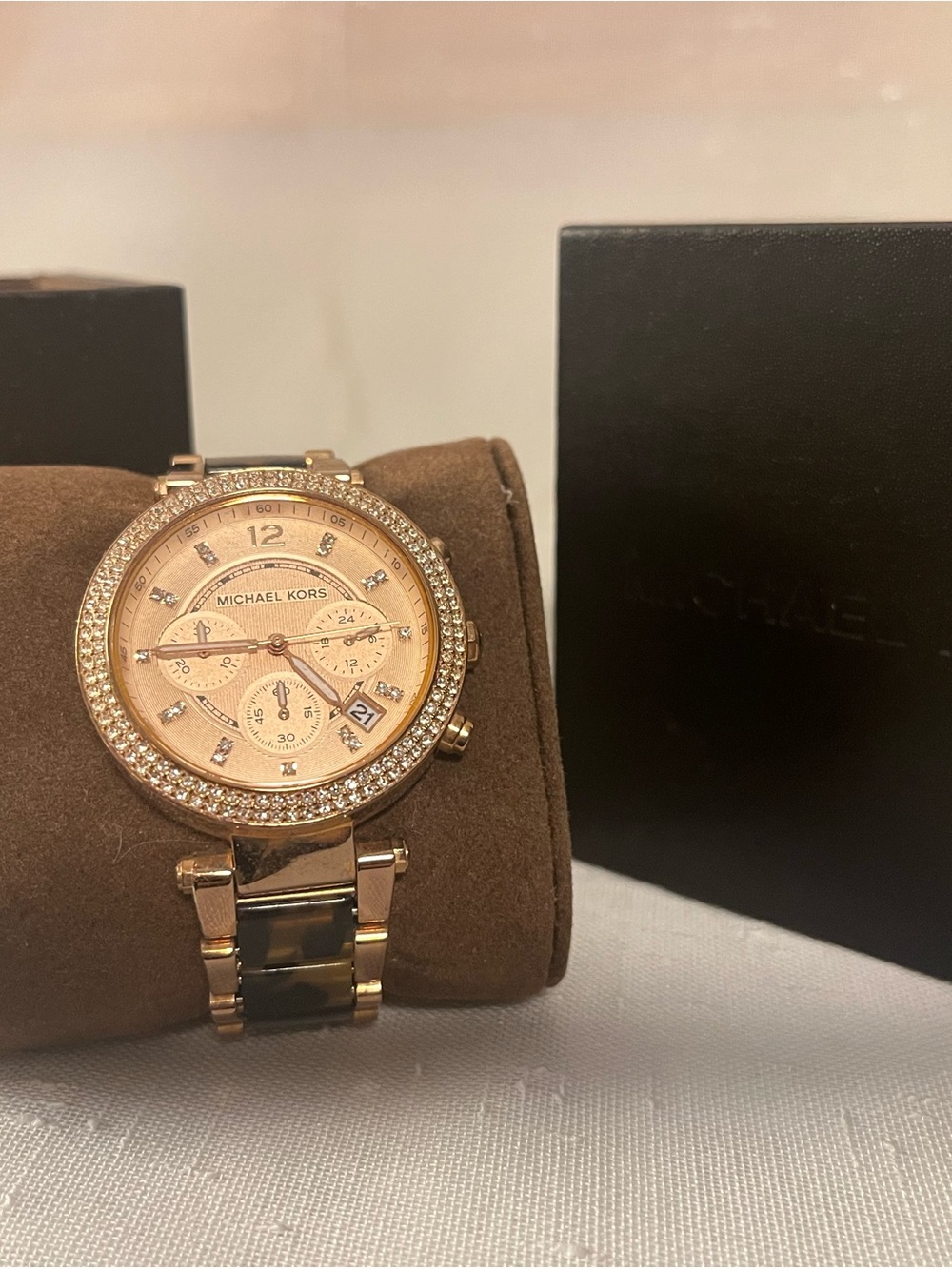 Michael Kors Rose Gold Crystal-Trim Bracelet Watch